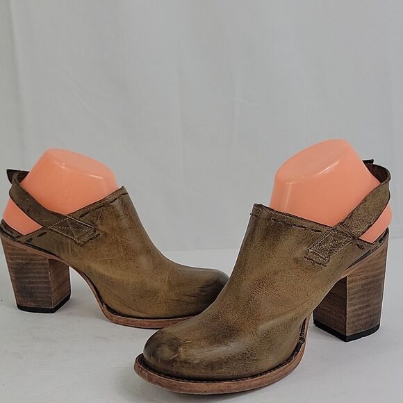 Freebird By Steven Gold Brown Leather Women's Ankle Boots - Picture 4 of 12